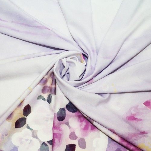 Purple Flora Polycrepe Printed