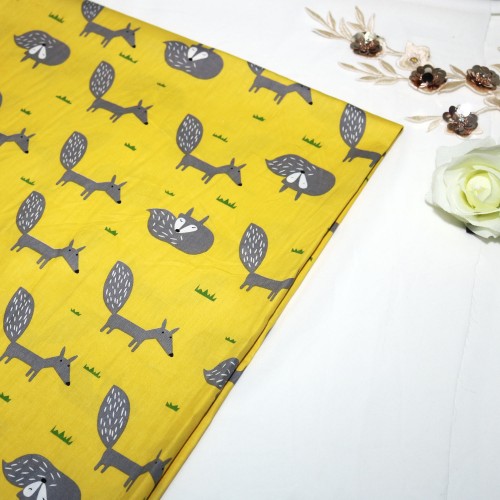 Two Fox Yellow Printed Cotton