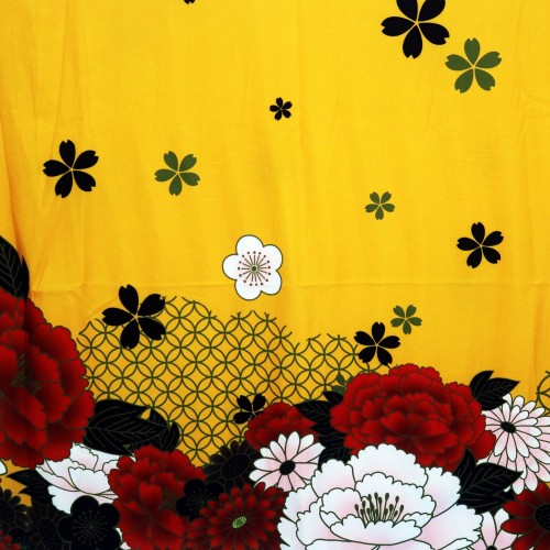 Yellow Base Flower Polycrepe Printed