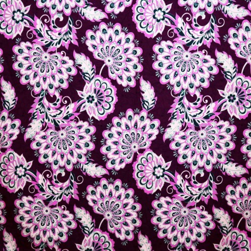 Purple Base Flower Polycrepe Printed