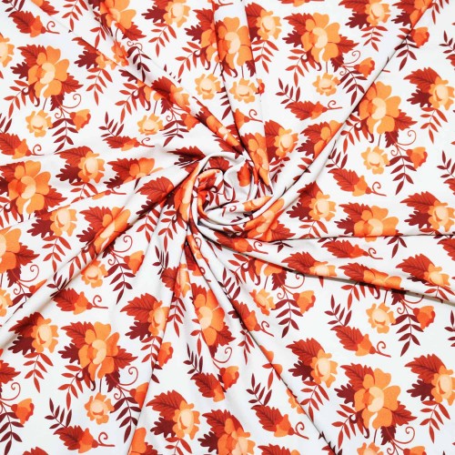 Orange Peach Polycrepe Printed