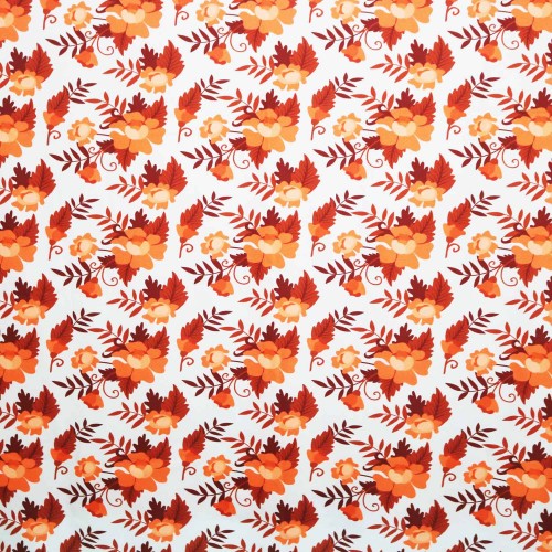 Orange Peach Polycrepe Printed