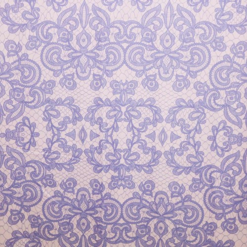 White Sketches On Purple Polycrepe Printed