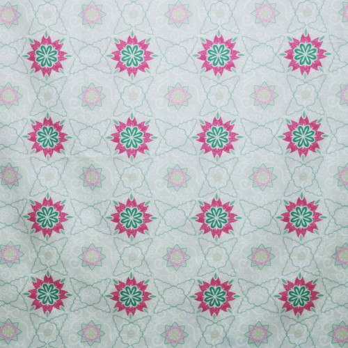 Flower Dot Green Pastel Polycrepe Printed