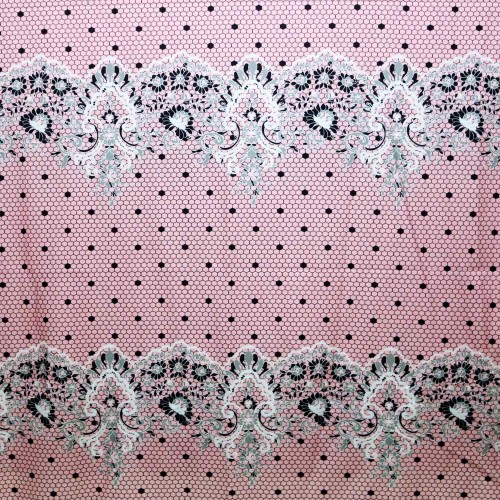 Red Pastel Flower Dot Polycrepe Printed